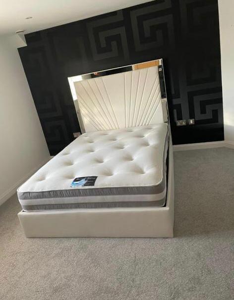 MIRROR BED FRAME WITH MATTRESS & STORAGE OPTION