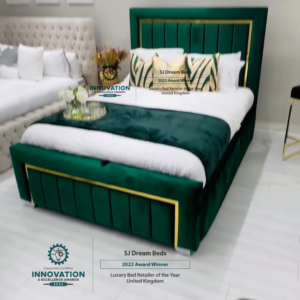 Velicia Designer Panel Plush Bed Frame Upholstered sleigh bed frame – All Sizes - SJ Dream Beds