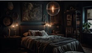dark wood bed frame